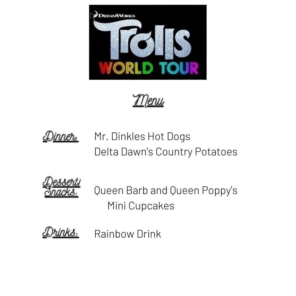 trolls world tour food