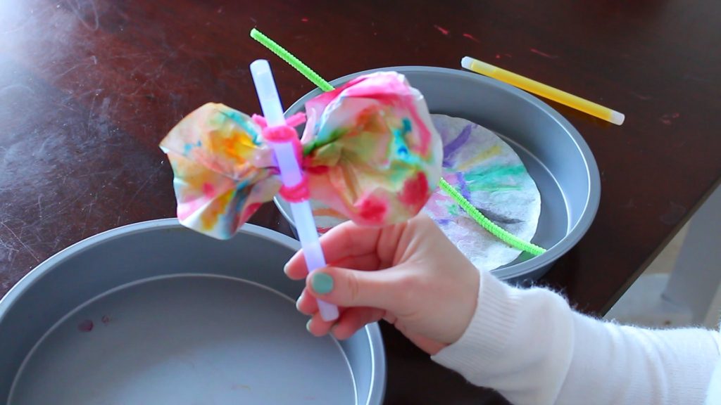 Coffee Filter Firefly craft idea for Princess and the frog movie night