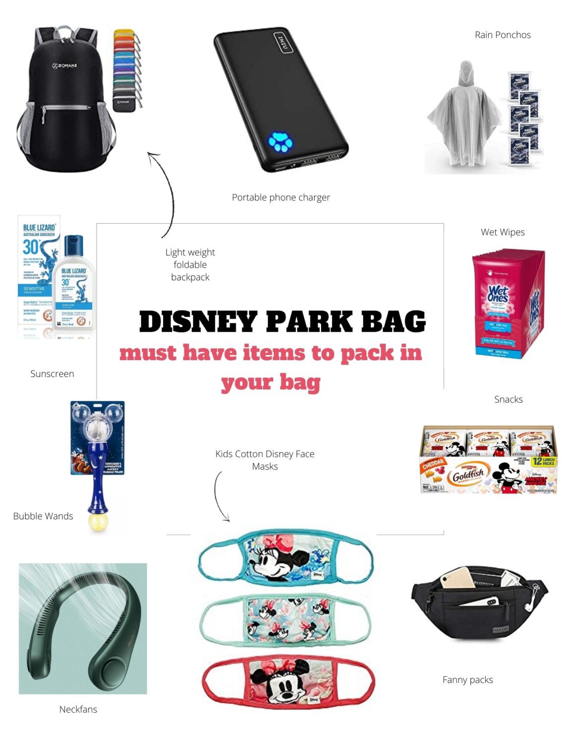 Disney Park Bag what to pack