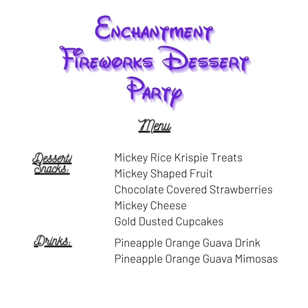 Enchantment fireworks dessert party menu